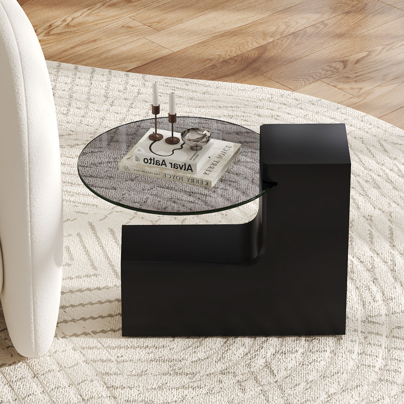 2-Piece Modern Round Nesting Coffee Table Set For Home & Apartment, 29.9" H x 29.9" L x 17.3" W, White/Black