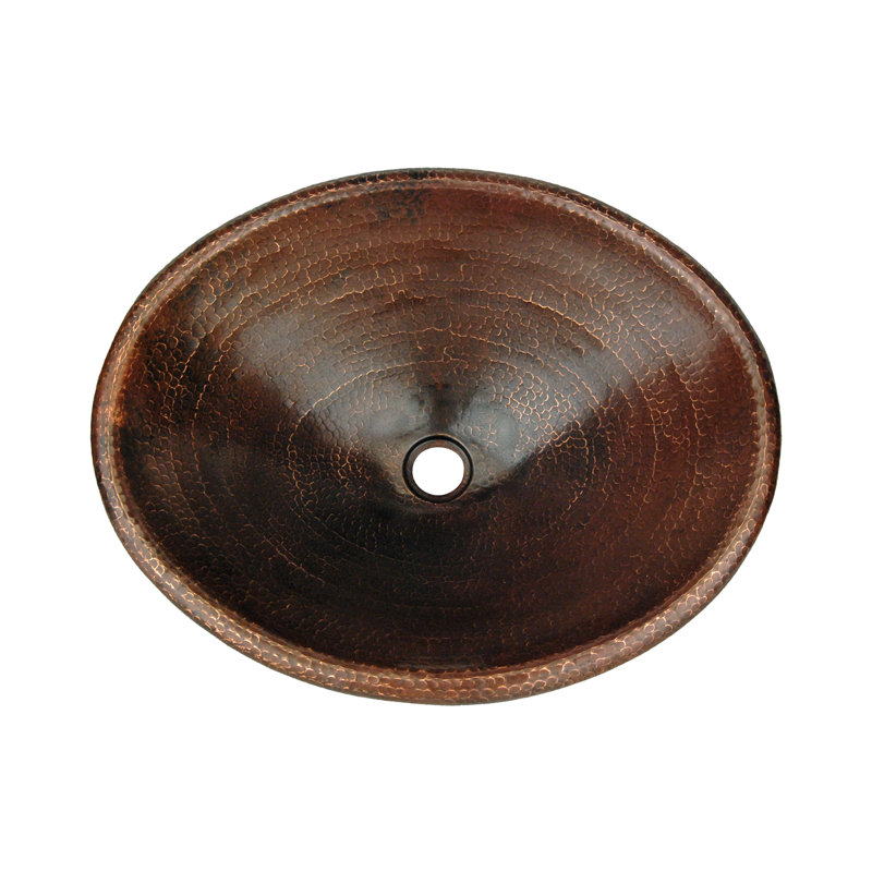 22" Hammered Copper Oval Bathroom Sink