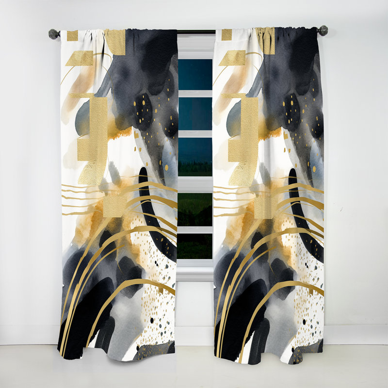 Jarus - Rideau en velours abstrait - 1 panneau, L 52 po x L 84 po