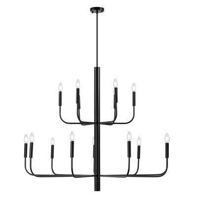Yanibel 15-Light 2-Tier Minimalist Candlestick Chandelier