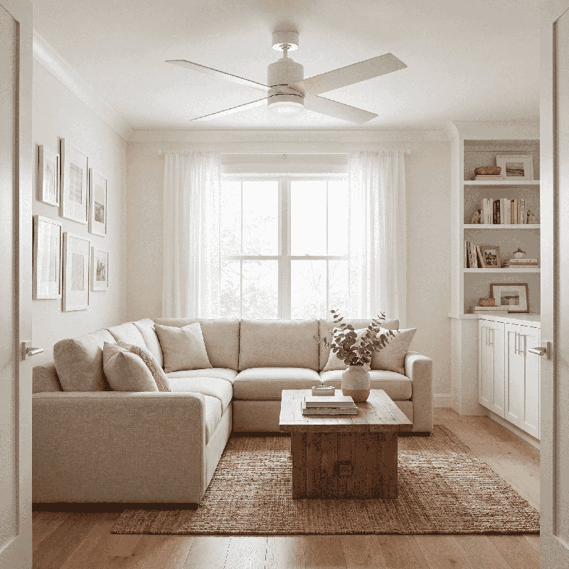 Ventilateur de plafond standard à 4 pales de 52 po en blanc avec pales blanches avec télécommande et ensemble d'éclairage inclus Cairns