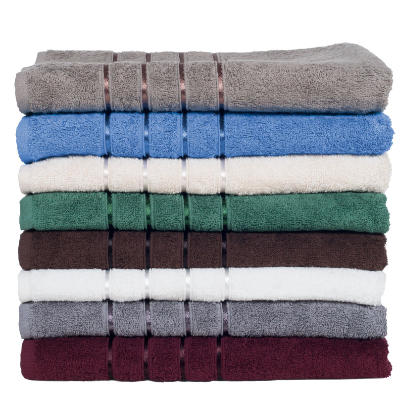 8-Piece 100% Cotton Bath Towel Set - Plush Bathroom Towels with Washcloths, Hand, and Bath Towels, Green