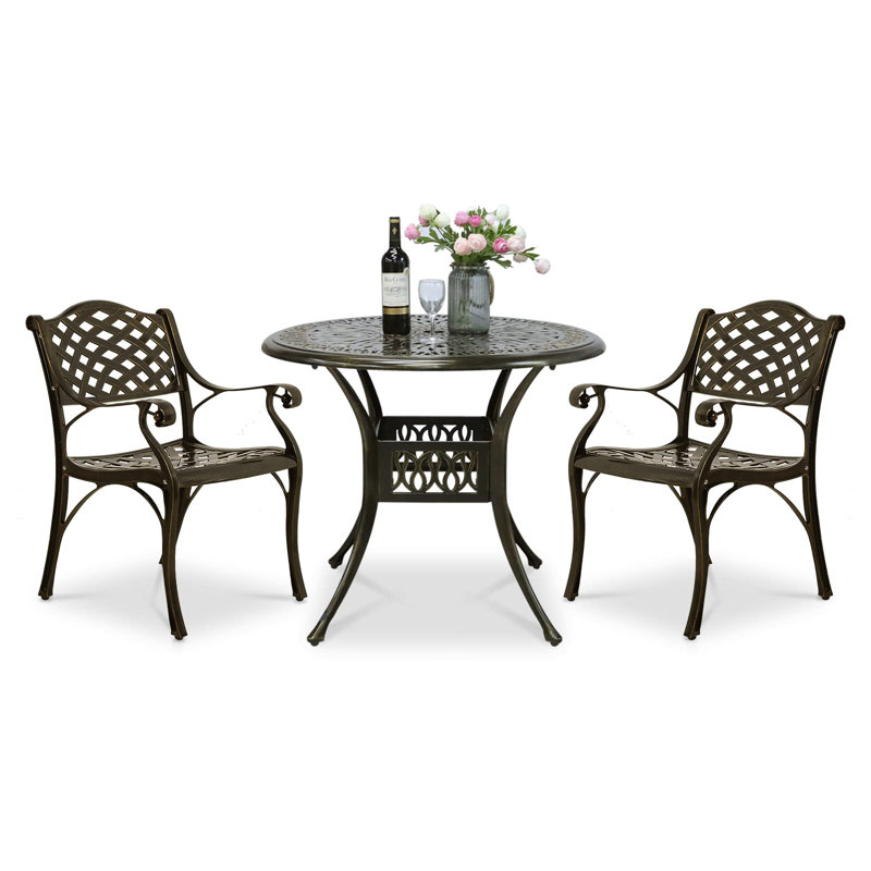 Dominiqua 2 - Person Patio Dining Set with Round Table