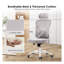 Chaise de bureau ergonomique avec support lombaire réglable, chaise de bureau à haut dossier avec appui-tête et accoudoirs rabattables, chaise d'ordinateur en filet respirant pour salle d'étude de bureau à domicile - blanc et gris-944593502-944593444