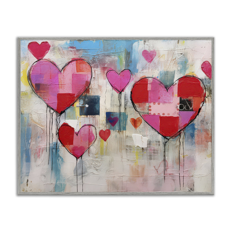 «Urban Hearts», collage d'art encadré par LSR Design Studio, H 11 po x l 14 po, Estampe numérique Farmhouse