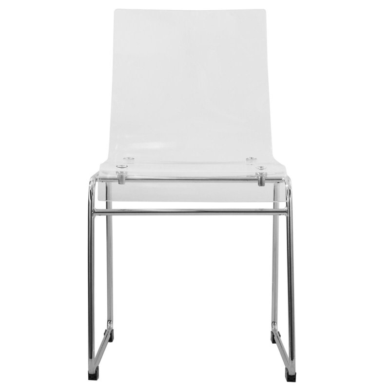 Jarnagin Modern Acrylic Dining Chair – Transparent Kitchen Side Chair with Chrome Steel Frame, Stackable and Lightweight with Floor Protectors for Dining Room or Office