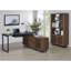 Bureau de direction en L avec crédence de rangement l 60 x P 60 en noyer brun et noir