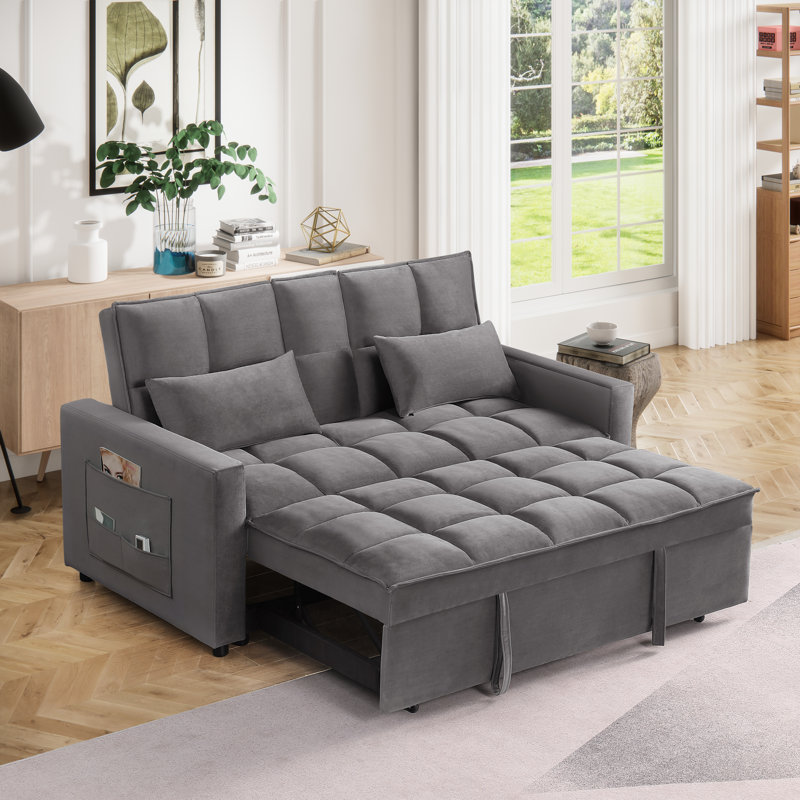 66.25'' Velvet Sofa, Gray