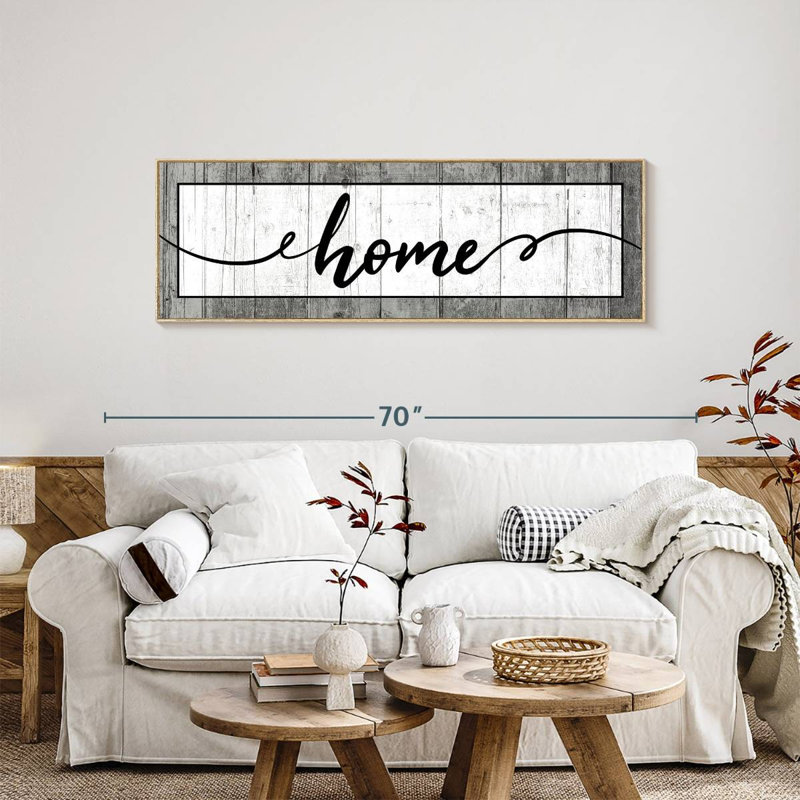 Plaque murale typographique en bois, Cadre flottant en bois naturel, 57 po x 19 po