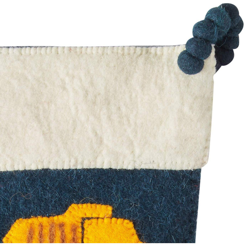 Hand-Felted Wool Christmas Trucks Stocking