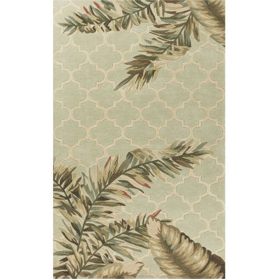 Tapis intérieur vert touffeté à la main 4 pi x 12 pi Linehan