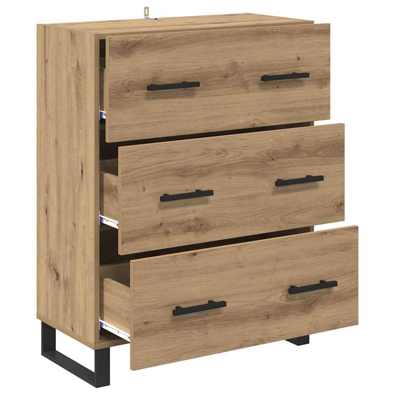  Sideboard Old Wood 69.5 X 34 X 90 Cm Engineered Wood And Iron, Artisan Oak