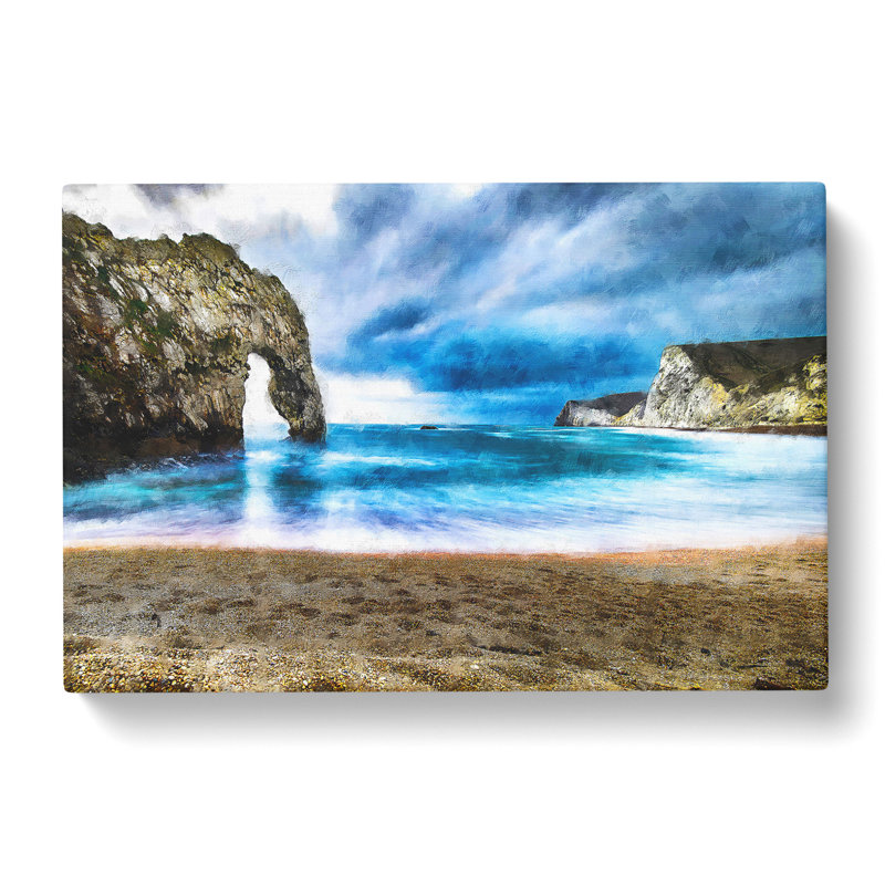 Durdle Door Cliffs In Wareham - Wrapped Canvas Painting, 40cm H x 60cm W x 3cm D