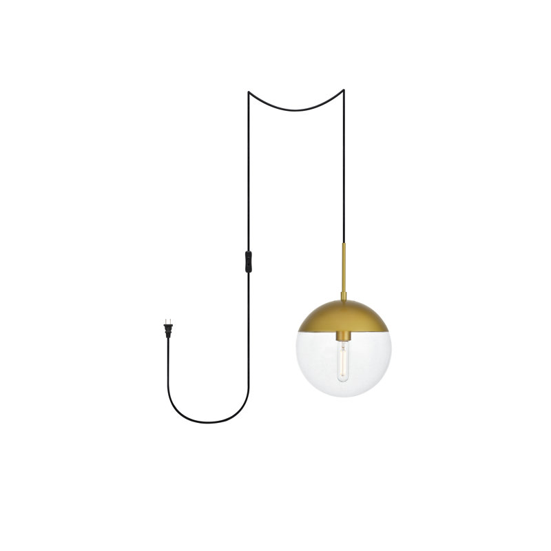 Luminaire suspendu sphère 1 lumière Bulera, H 177 po x l 10 po x P 10 po, Or