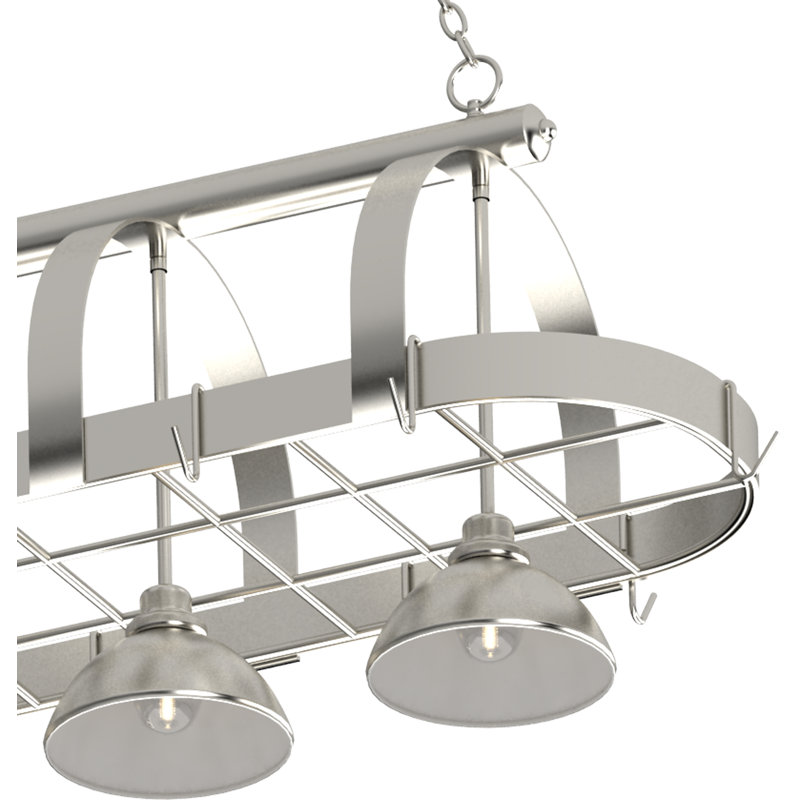 Luminaire suspendu pour îlot de cuisine 3 lumières Williar, Nickel brossé
