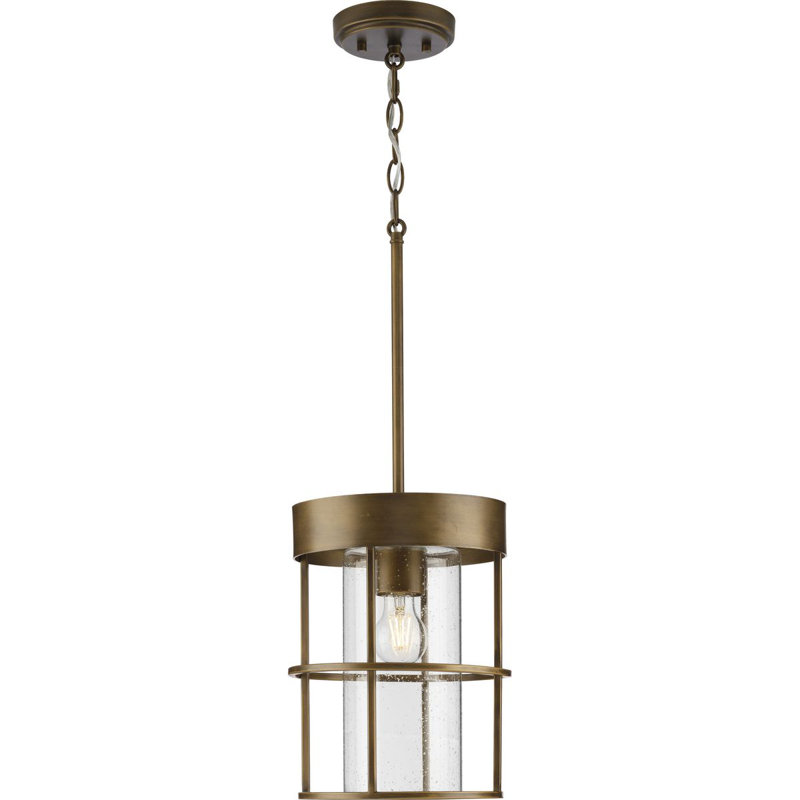 Luminaire suspendu cylindrique à 1 lumière, Bronze vieilli