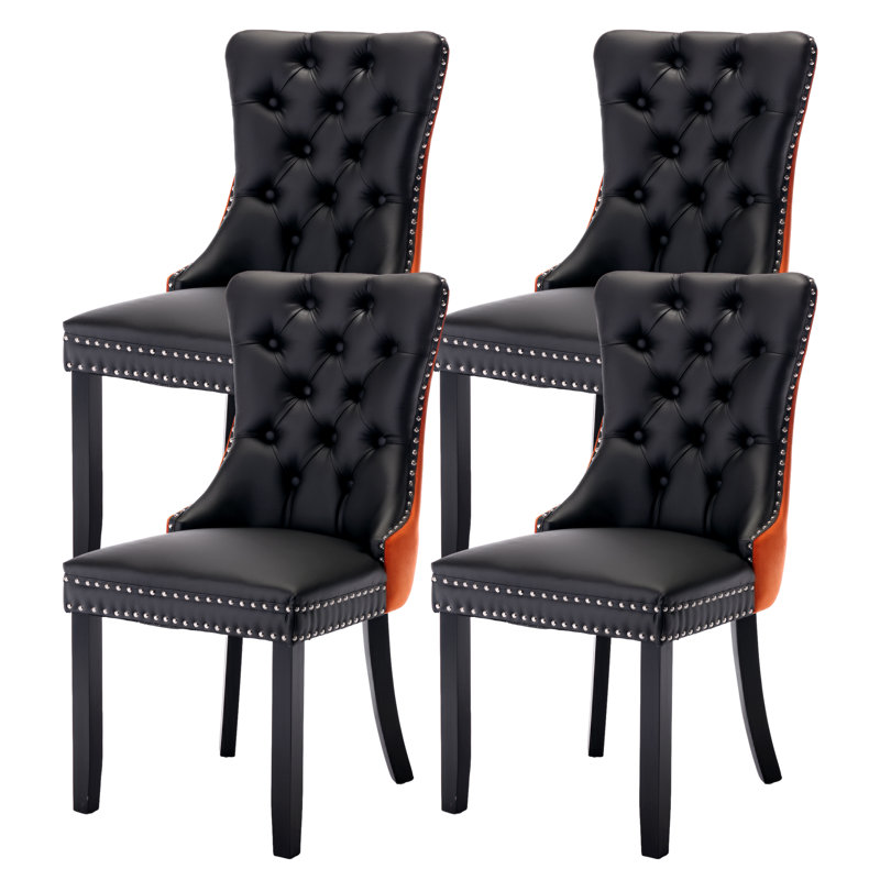 Chaise de salle à manger Kenta, Orange / noir, Noir
