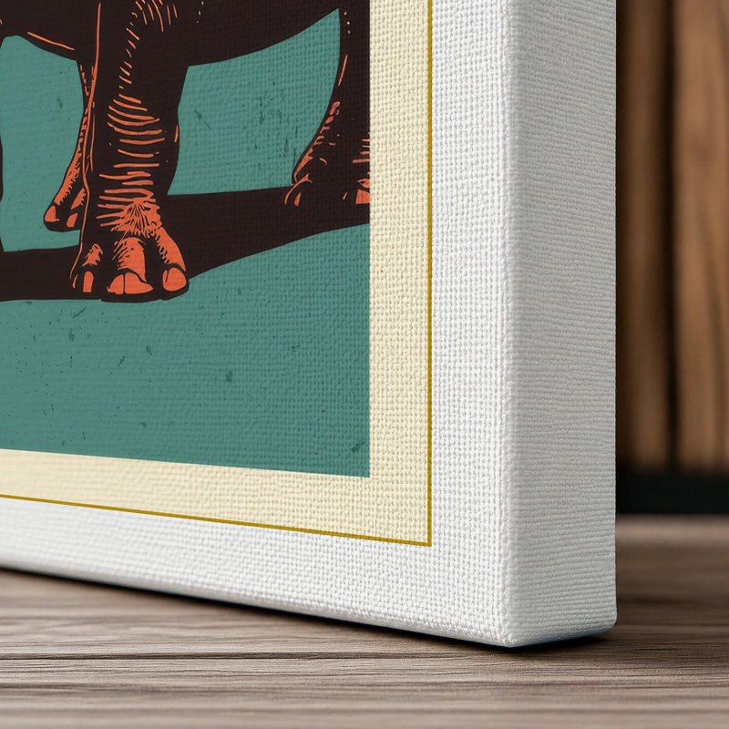 Hippopotamus Presence Rustic - Wrapped Canvas, 24x16 - 61.0 x 40.6 cm, White Border