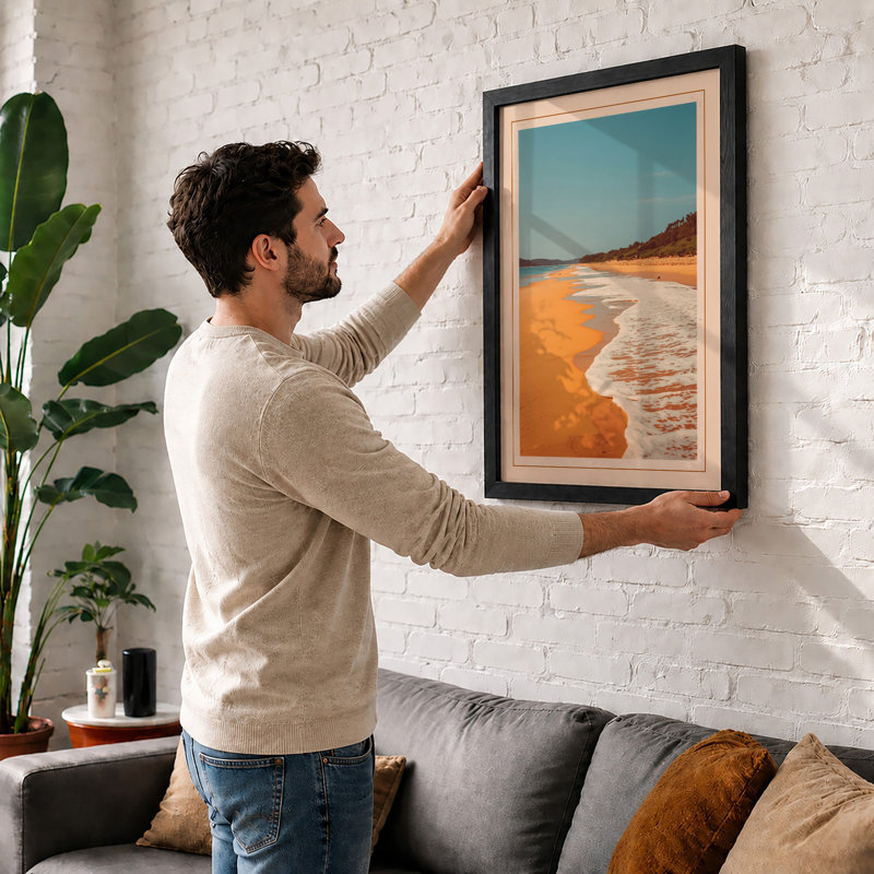 Golden Beach At Dusk Coastal - Print, Black, A3 - 42.0 x 29.7 cm