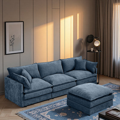 Modular Sectional Sofa, L Shaped Couch Set For Living Room, 3-Seater Comfy Cloud Couches With Movable Ottoman by Latitude Run