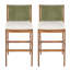 Ensemble de 2 tabourets de bar à hauteur de comptoir en bois avec coussin et dossier en osier pour îlot de cuisine-268345143