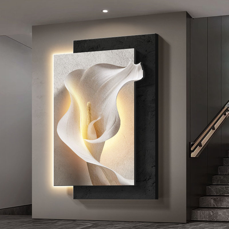Art mural Calla Lily Led - Décoration en grès pour vestibule et salon, H 47,24 po x l 31,5 po x P 1,57 po