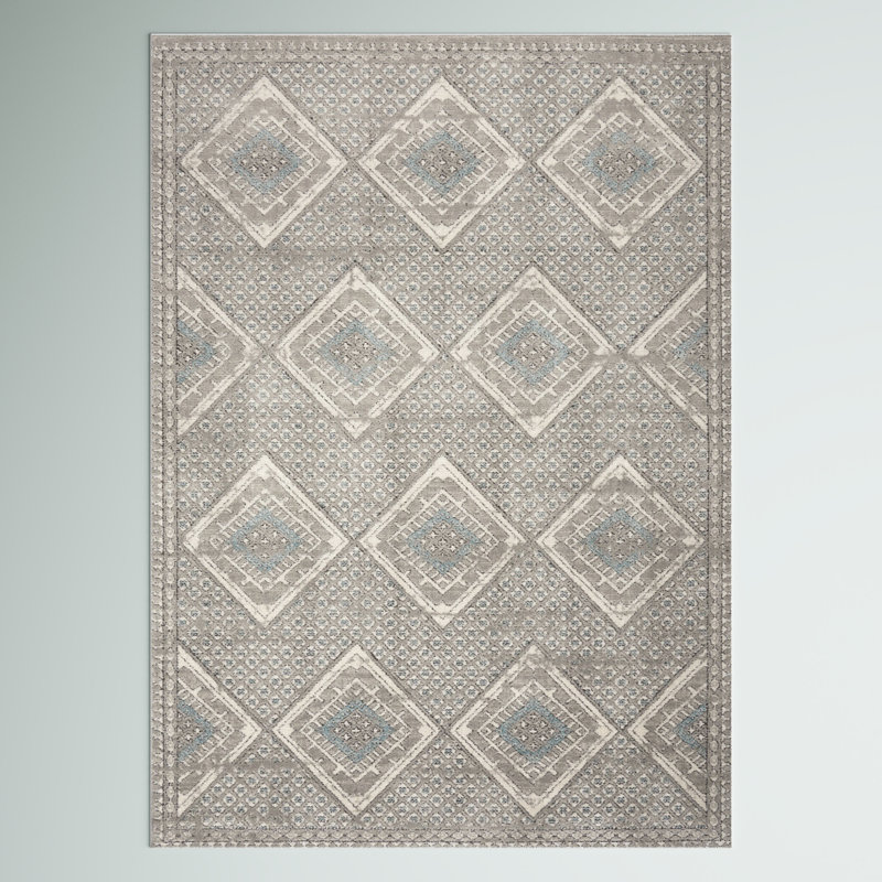 Tapis gris / bleu Jeremiya, Rectangle 3 pi x 5 pi