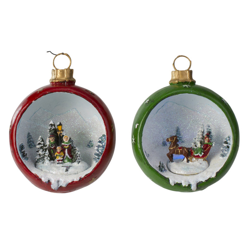 Ensemble de 2 décorations décoratives de Noël avec lumières d'hiver 5,75 po