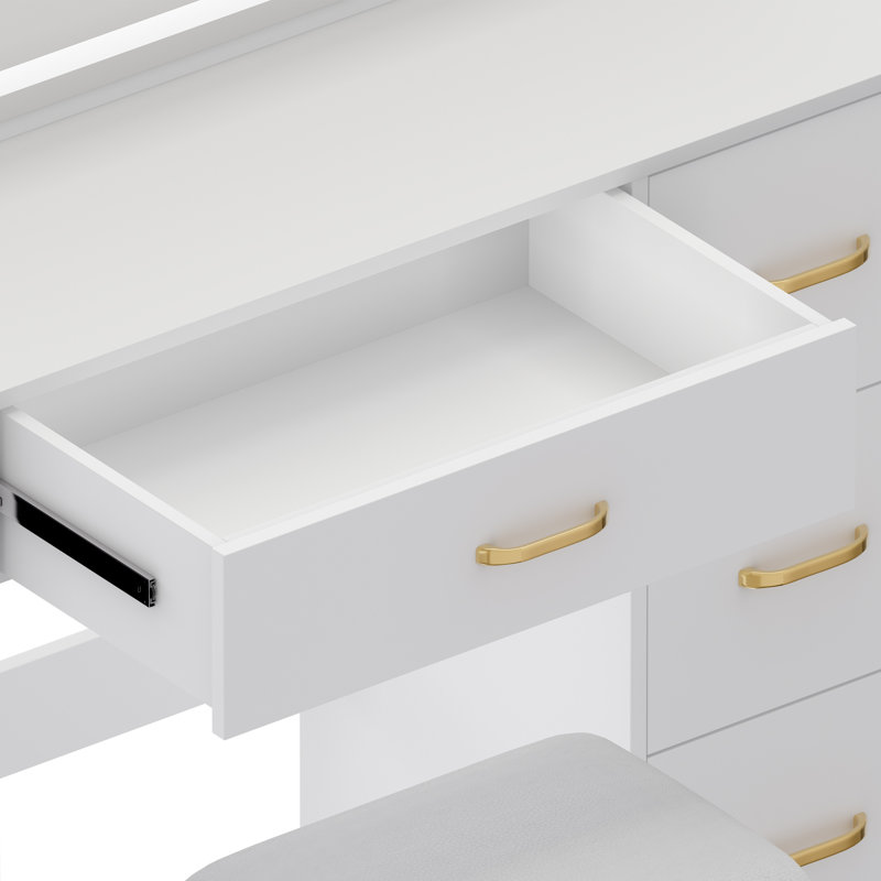 Meuble-lavabo encastré avec miroir lumineux 35,4 po Kareli, Blanc