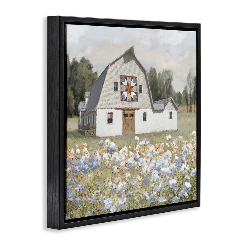 "Meadow View & Barn", art mural encadré par Amber Sterling, Cadre flottant noir de jais, H 18 po x l 18 po