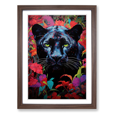 Panther Colour Field - Single Picture Frame Print on Wood