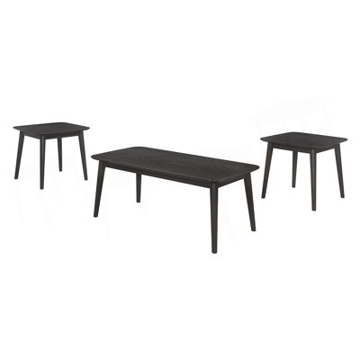 3 Piece Rectangular Coffee Table Set, Black