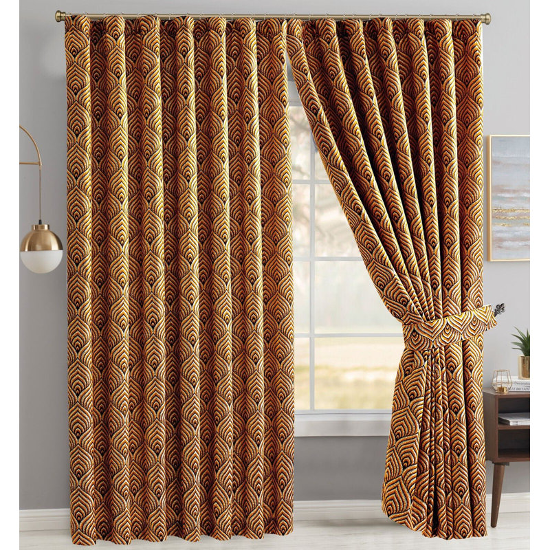 Marmaduke Cotton Blend Blackout Curtain Pair, Orange, 116 W x 182 D cm