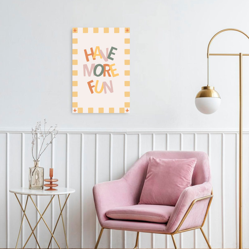 «Have More Fun», citation, paysage ludique coloré, art mural, 24" H x 16" W