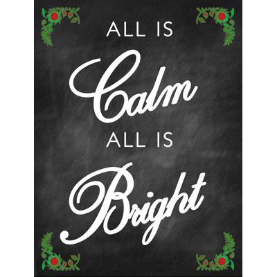 All All Calm - All Is Bright - panneau de Noël en métal