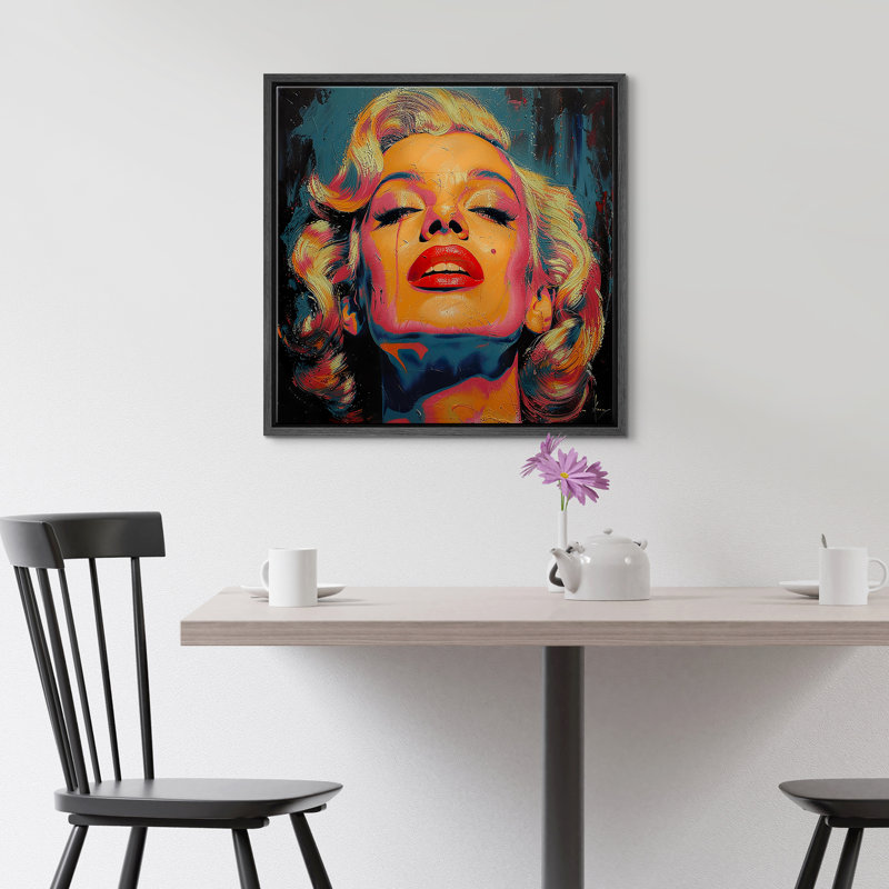 «Pop Urban Street Moody Portrait» par Marilyn Monroe, œuvre d'art sur toile encadrée, Cadre noir, H 24 po x l 24 po