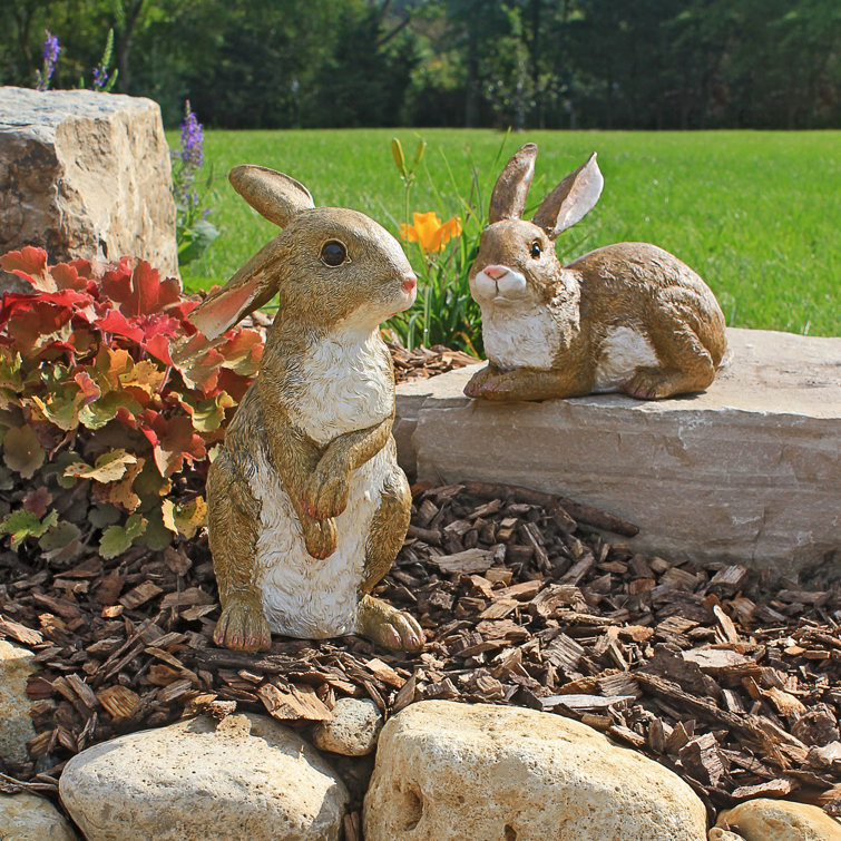2 Piece Bashful and Hopper Bunny Statue Set