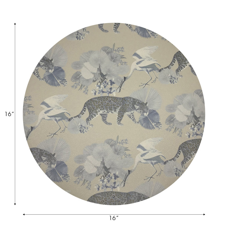 Leopard Walk Pebble 16" Vinyl Placemat, Cream