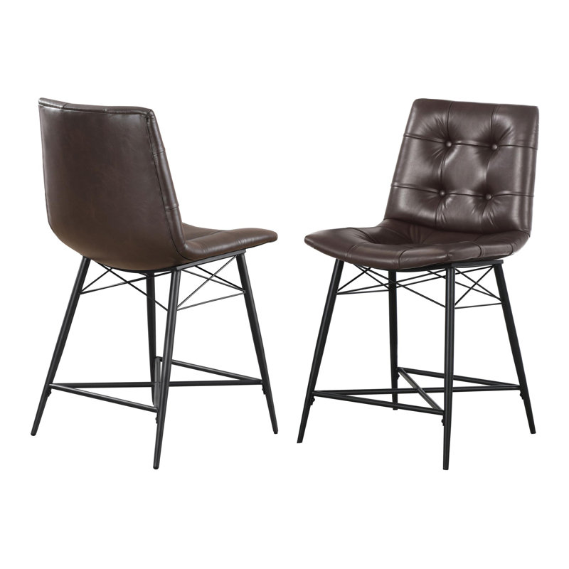Upholstered Counter Stool, Brown, 41" Height