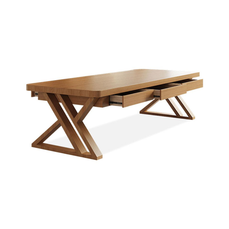 Bureau en bois massif avec tiroirs, H 29,53 po x l 86,61 po x P 35,43 po