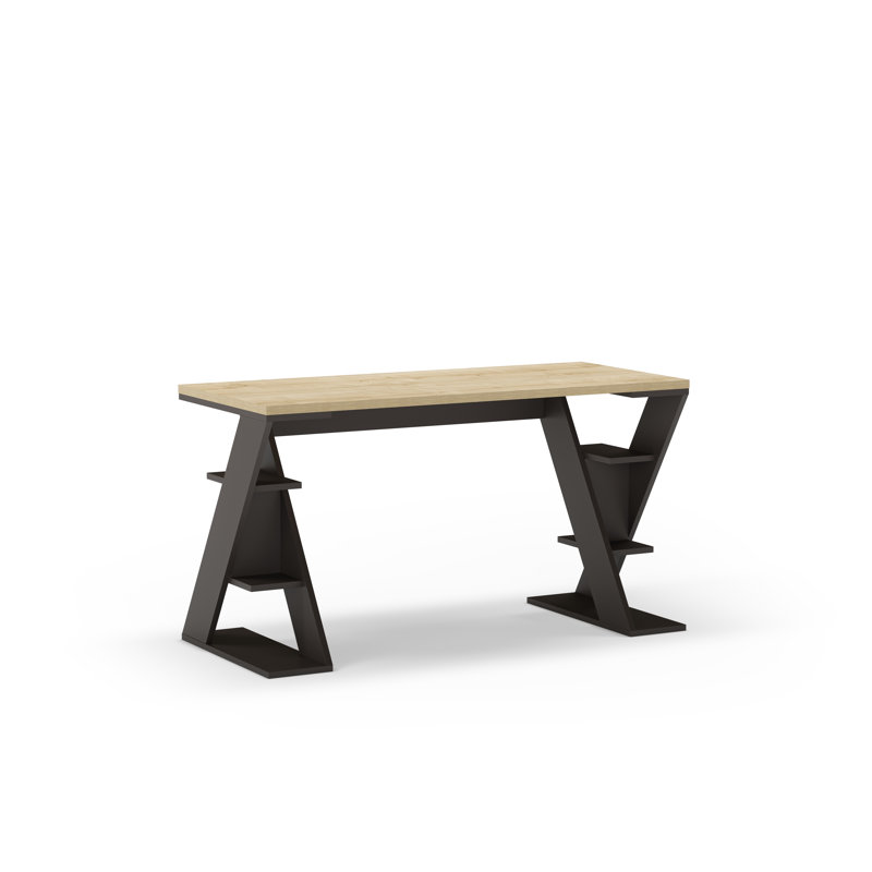 Roma Writing Desk, Oak/Silky Grey Black