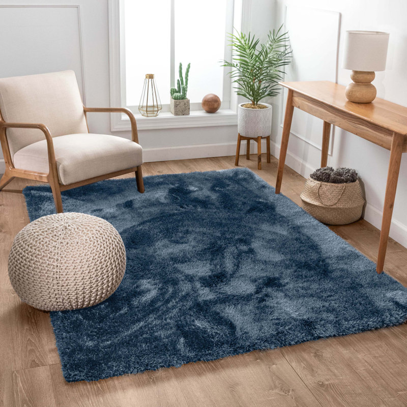 Tapis bleu foncé Saavedra Liza, Rectangle 5 pi 3 po x 7 pi 3 po