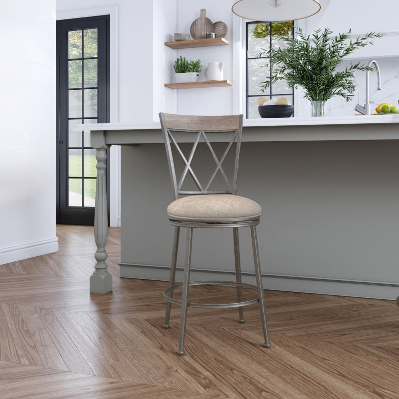 Dejhanae Swivel Upholstered Sunbrella® Counter Stool, Counter Stool (26" Seat Height)