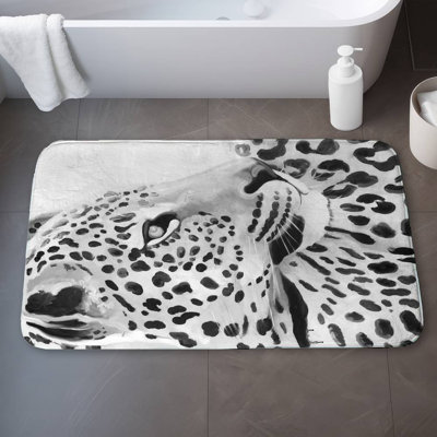 Beautiful leopard Bath Mat with Non-Slip Backing - Quick Dry Memory Foam Bathroom Rug - Absorbent - Modern Plush Spa-Style - Machine Washable