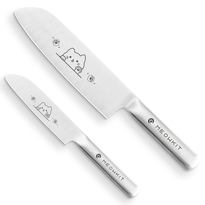 Ensemble de couteaux de cuisine 2 pièces en acier inoxydable avec couteaux Santoku / chat