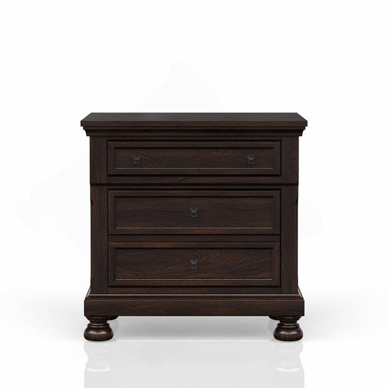 Dark Cherry Nightstand Two Drawer