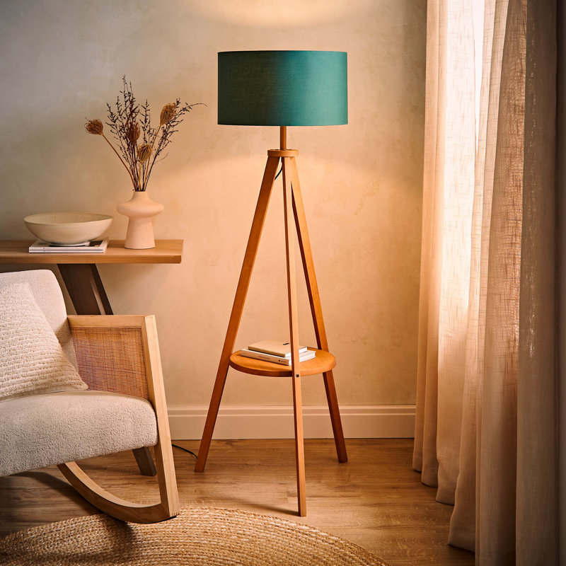 148cm Satin Tripod Floor Lamp, Green, No