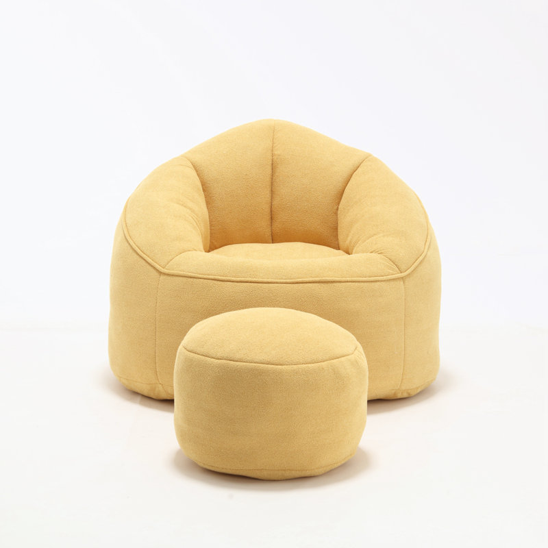 Eryn 37.4'' Wide Barrel Chair and Ottoman, Yellow Microfiber / Microsuede