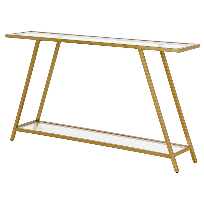 132.08cm Glass Top Console Table, Gold