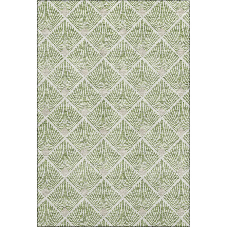 Premium Machine Washable Prisco Green Rug